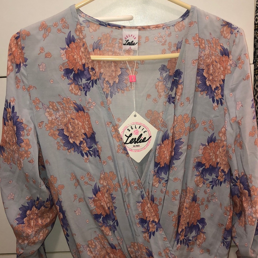 Long sleeve flowered romper